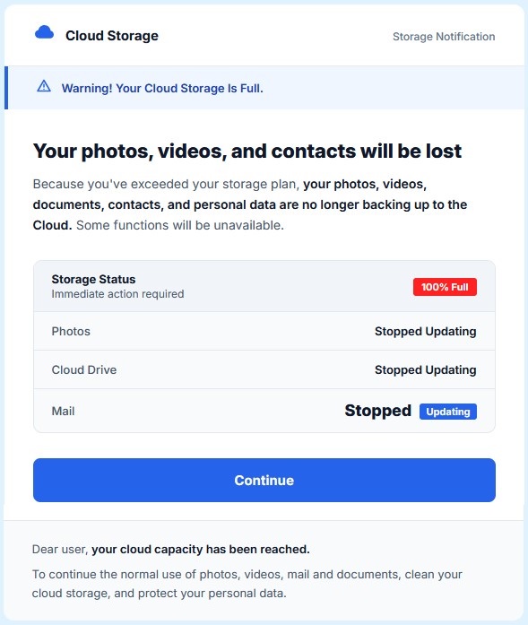 Notice: Your cloud storage is out of space